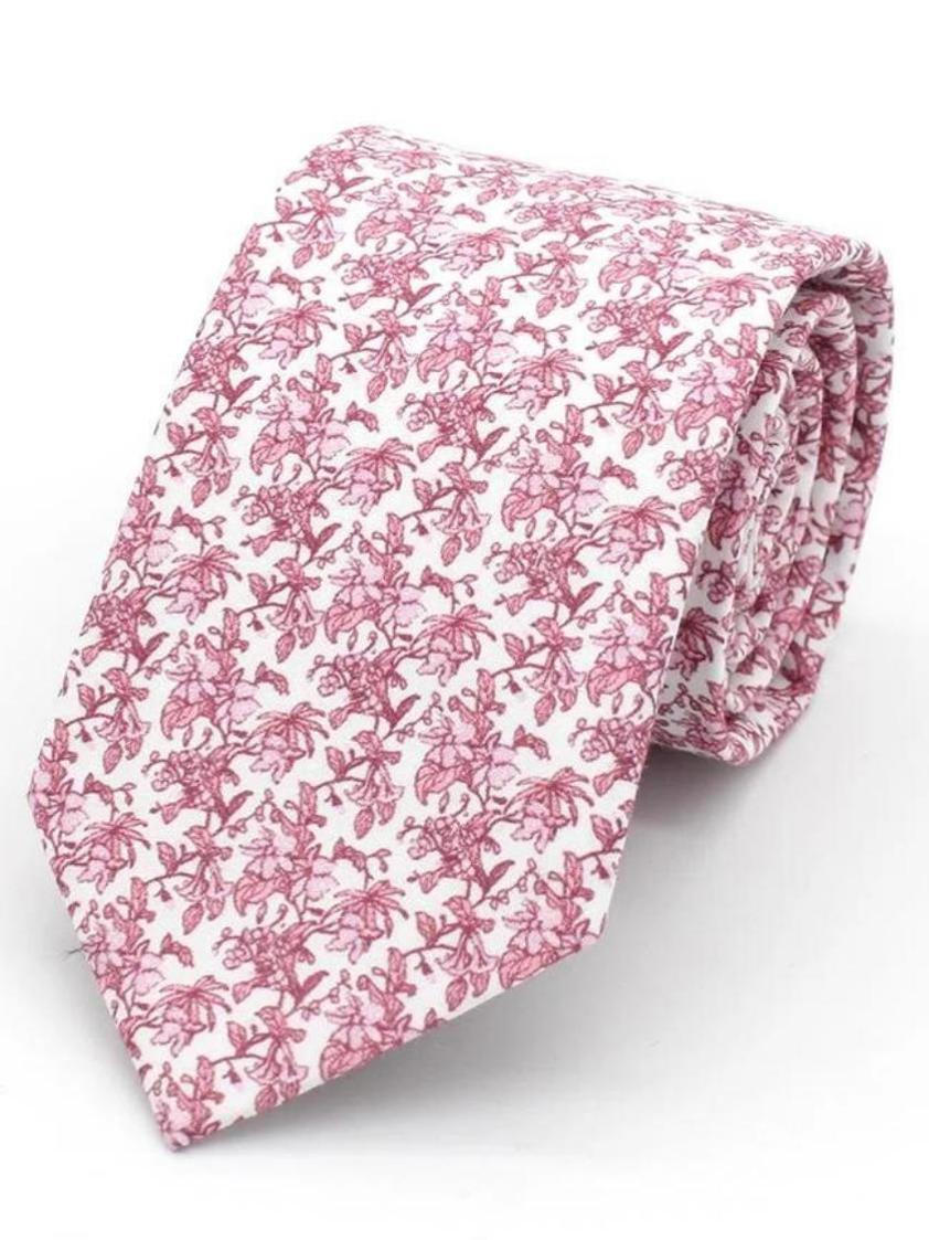 Pink Delicate Floral Tie and Hank Set