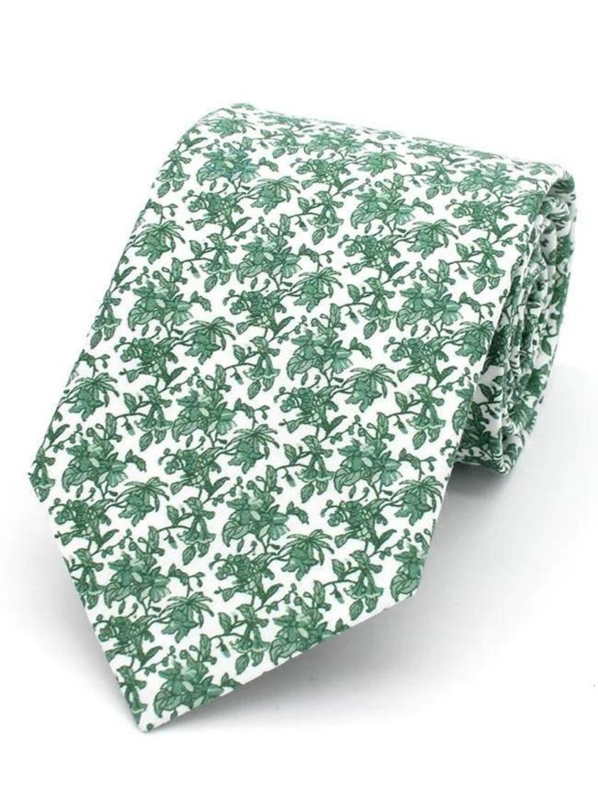 Green Delicate Floral Tie and Hank Set