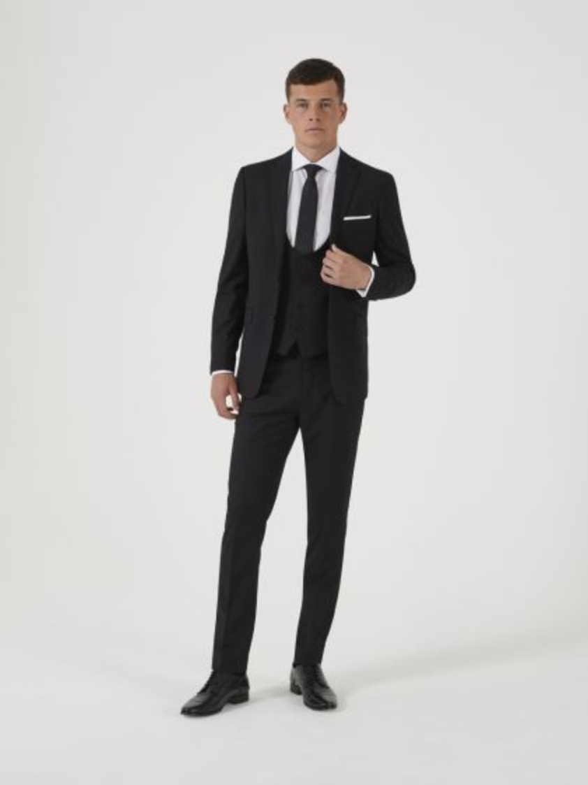 Black Milan II Slim Fit Black Trousers