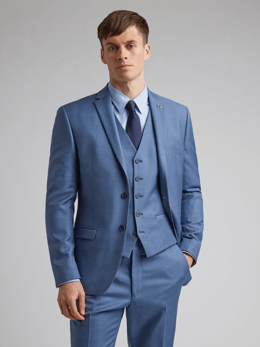 Smoke Blue 2 piece Italian wool slim fit suit