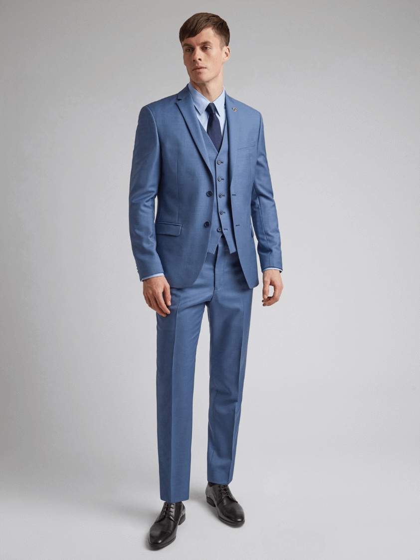 Smoke Blue Italian 3231 Wool Slim Fit Light Jacket