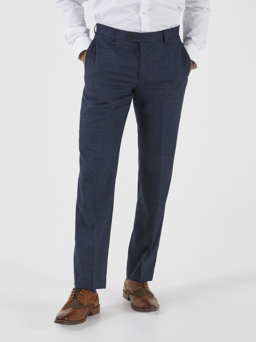 Navy Warner Navy Tailored Trousers | Joshua Adams Menswear