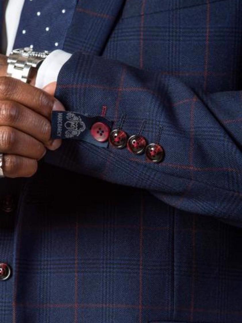 Navy Edinson Navy Check Three Piece Suit