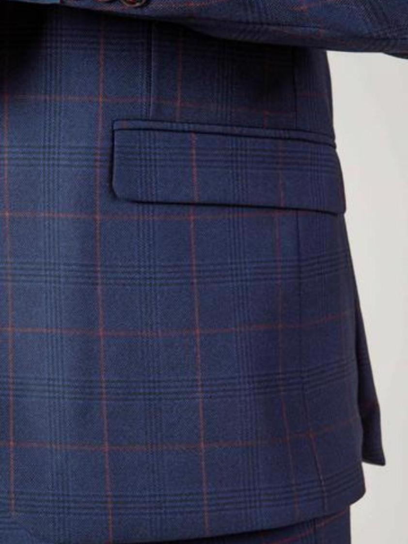 Navy Edinson Navy Check Three Piece Suit