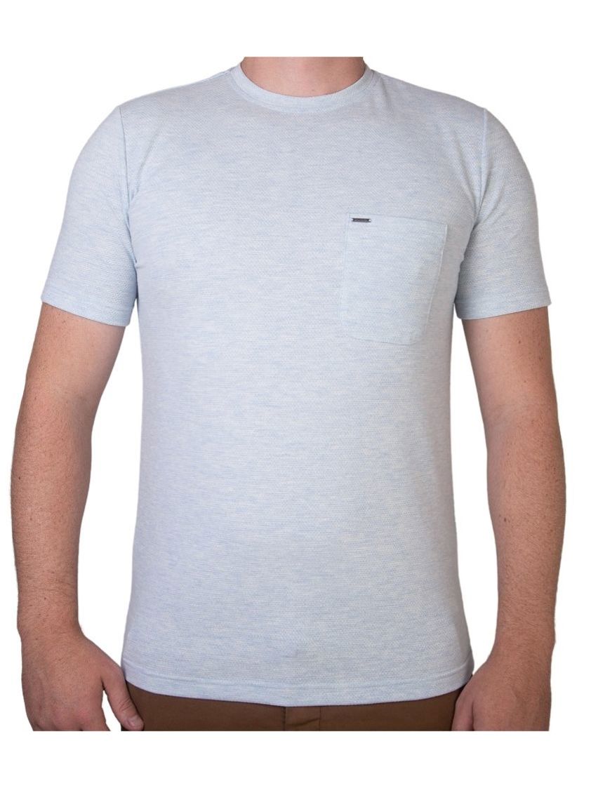 Sky Crewneck Cotton Texture T Shirt