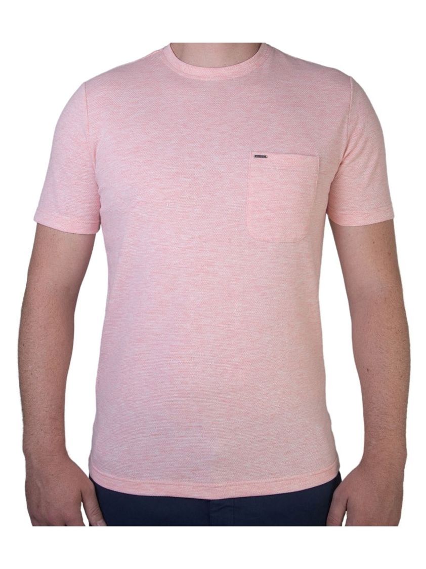 Pink Crewneck Cotton Texture T Shirt