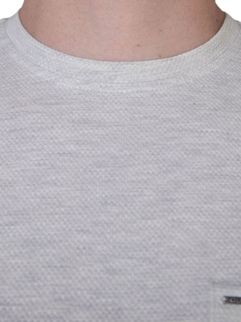 Grey Crewneck Cotton Texture T Shirt