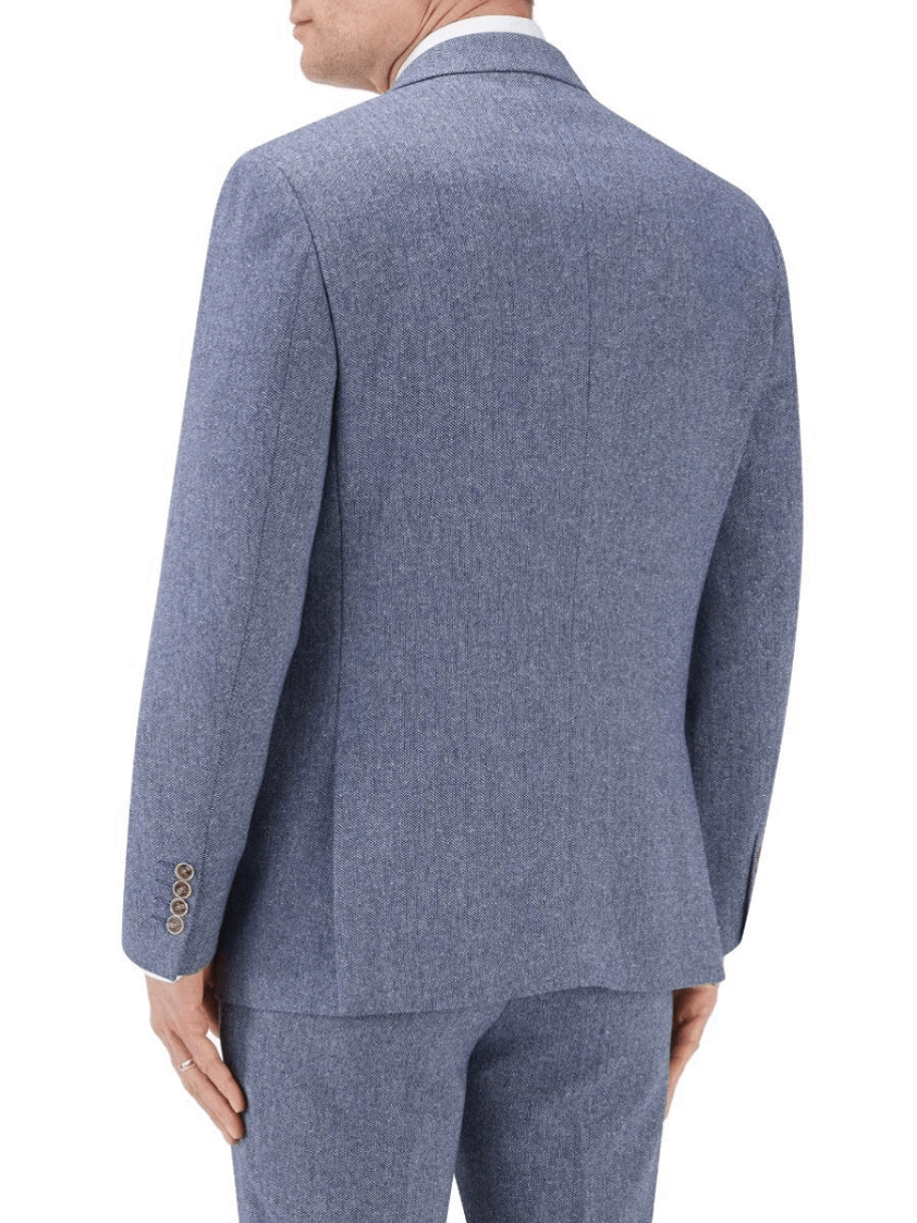 Blue Jude 3piece Tweed Herringbone Suit