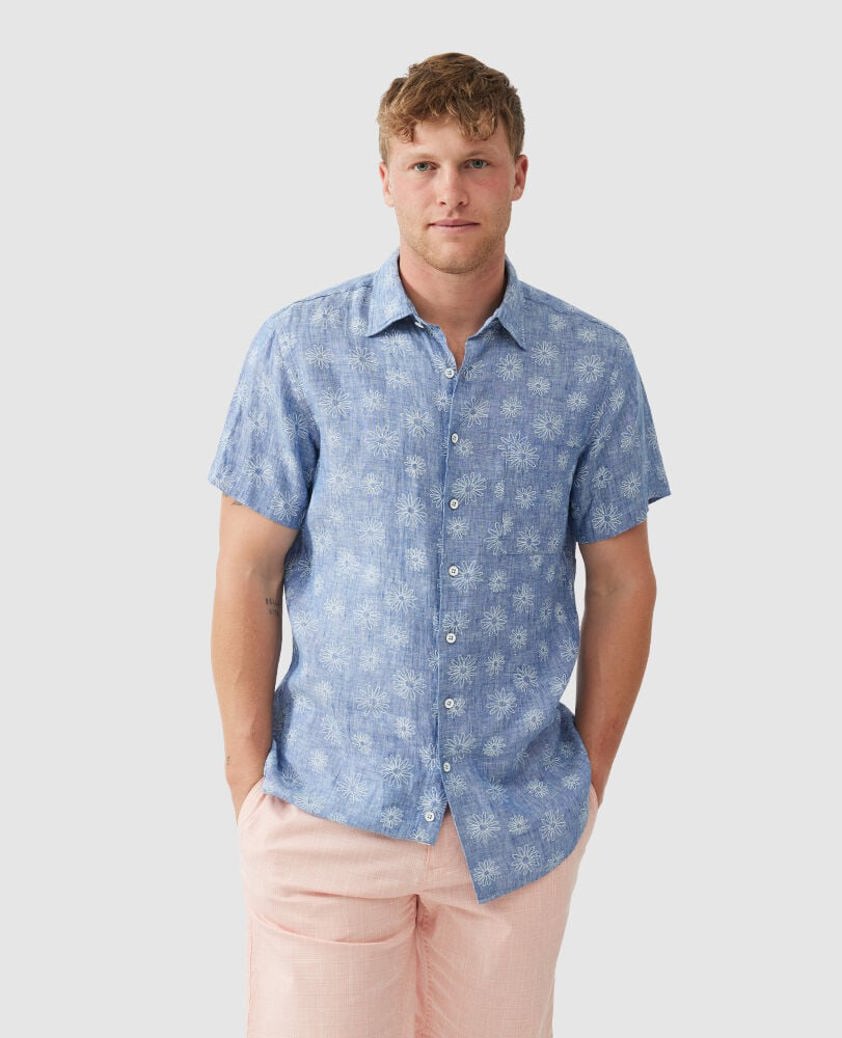 Chambray Carleton Floral Sports Fit SS Shirt