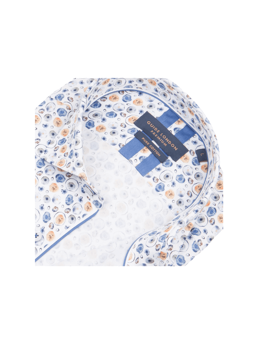 White/Tan Guide London Long Sleeve Geometric Print Shirt