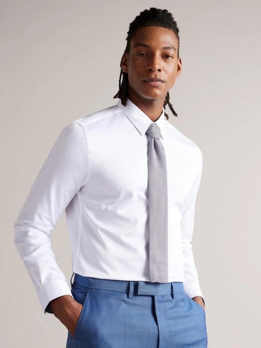 White Holmess Core Stretch Slim Shirt