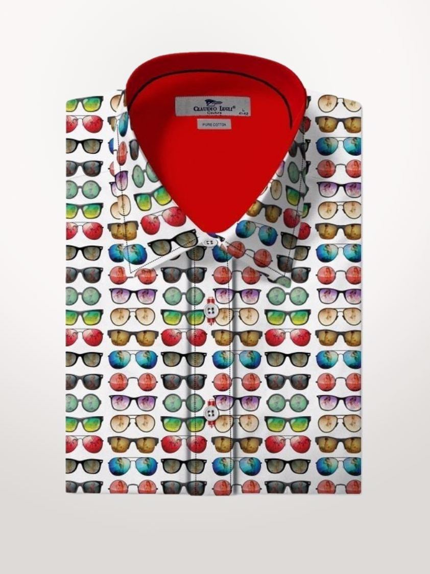 Multi-colour Short Sleeve Sunglasses Shirt