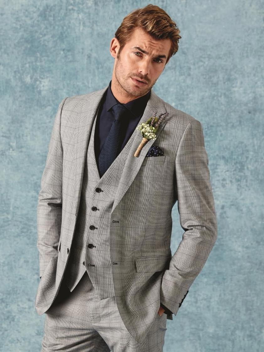 Grey Anello Three Piece Suit in Check