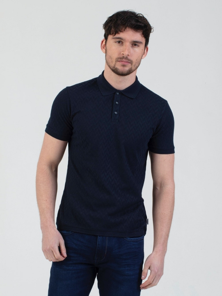 Navy Paris Knitted Polo Shirt