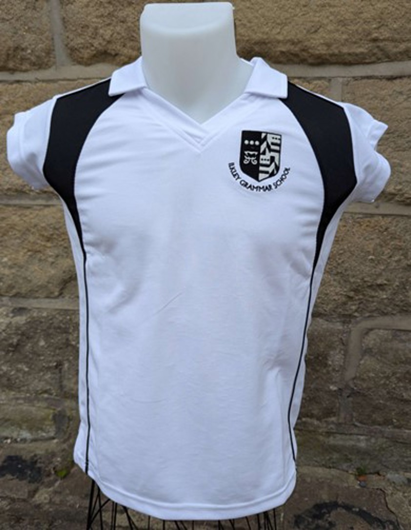 White/Black Ilkley Grammar School Unisex Fitted Polo - 34"-44" Chest