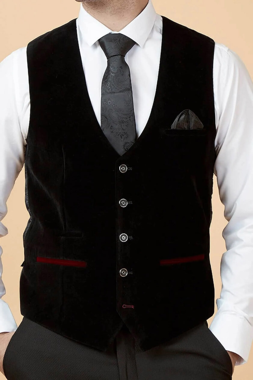 Black Hudson Velvet Waistcoat