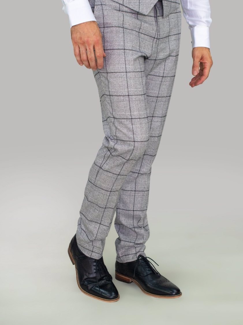 grey checked tweed suit