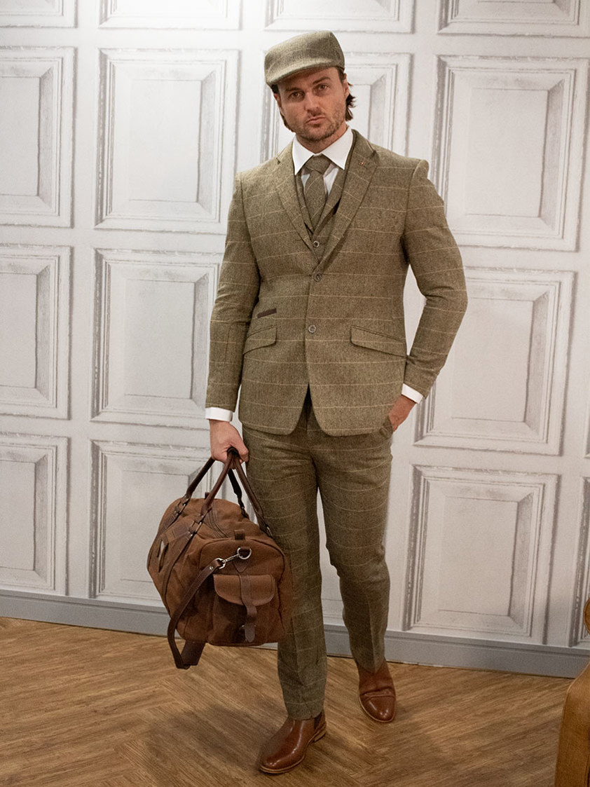 Tan Ted Tweed Three Piece Suit