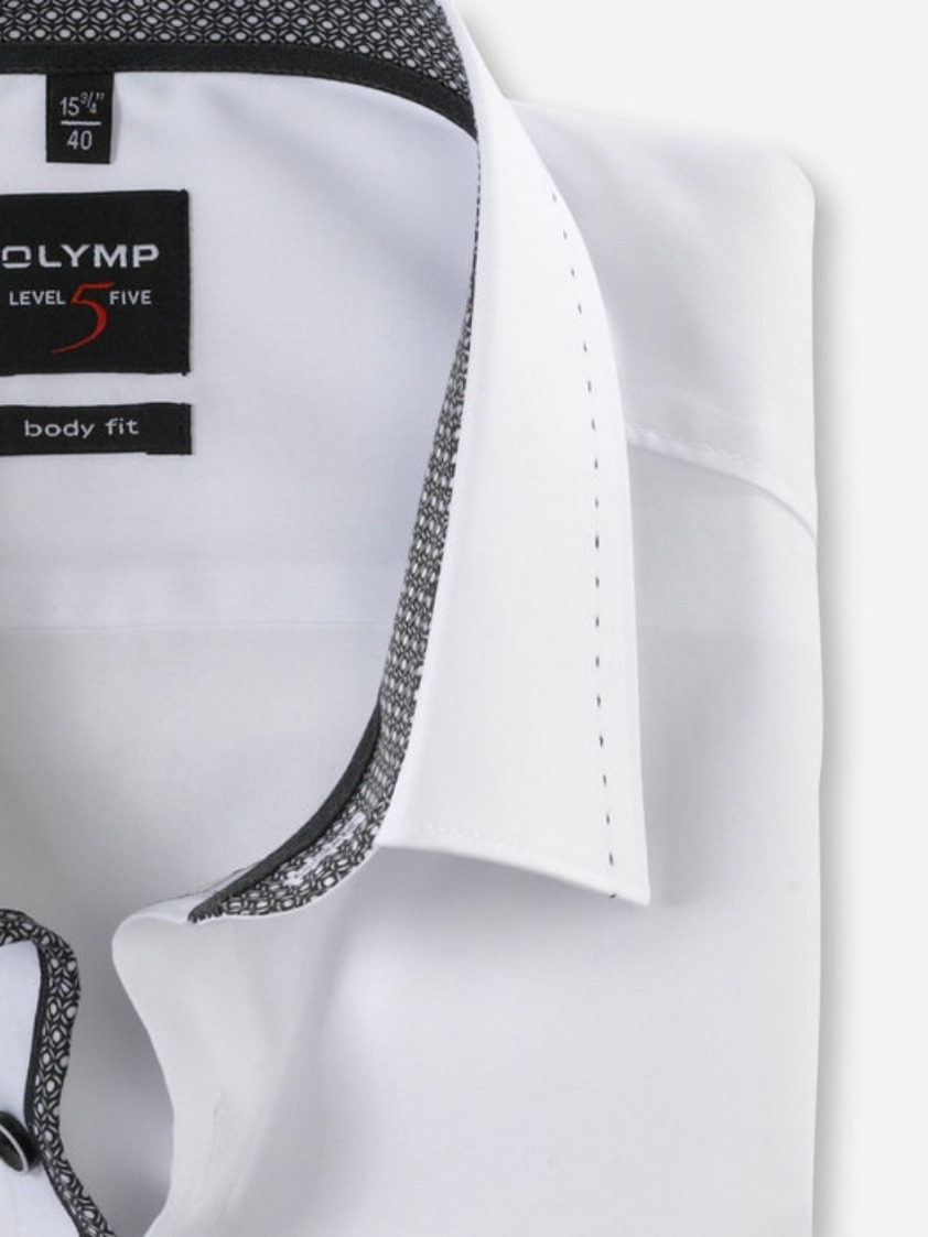White Olymp Slim Fit with Stitch Detail Collar Shirt