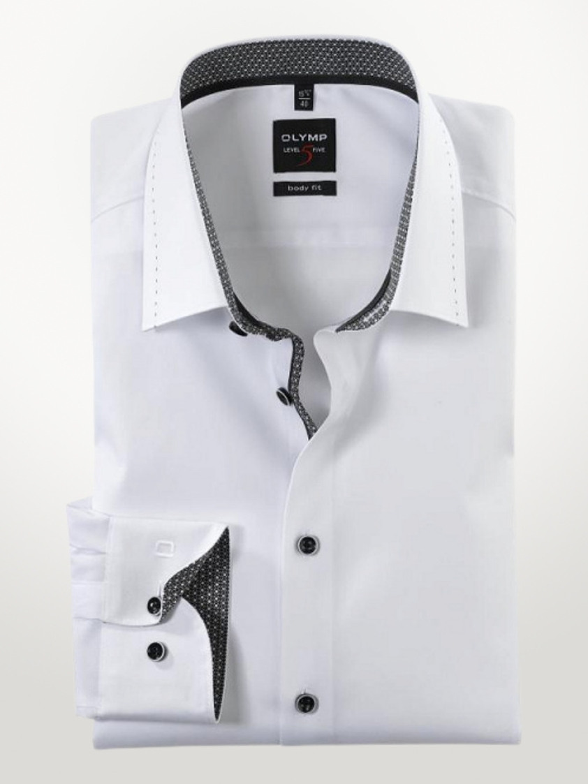 White Olymp Slim Fit with Stitch Detail Collar Shirt