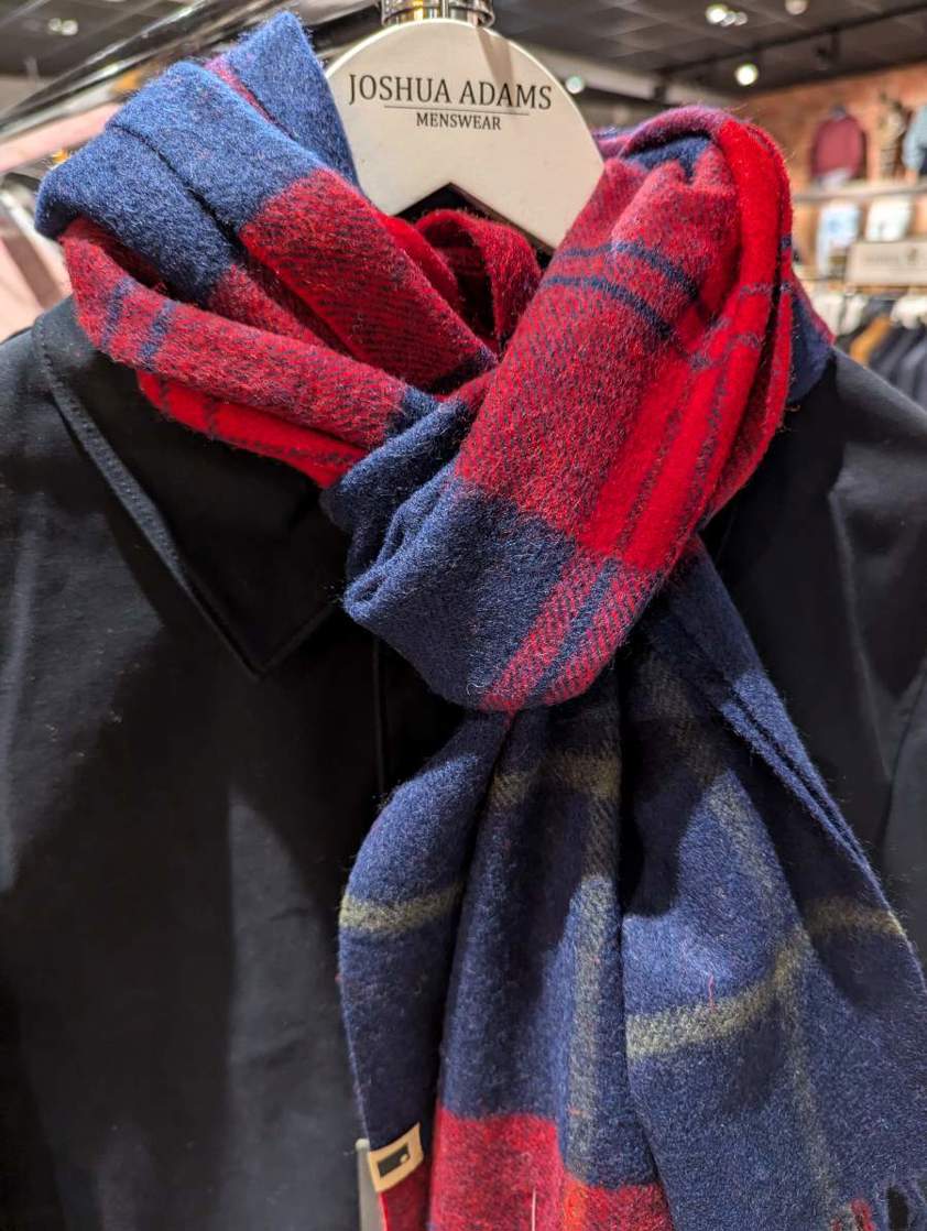 Red Fell Check Woollen Scarf