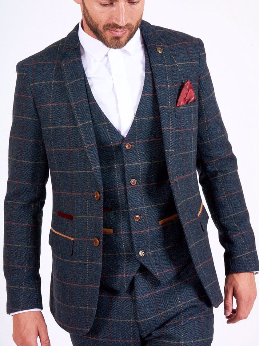 Blue Eton Tweed Check Suit