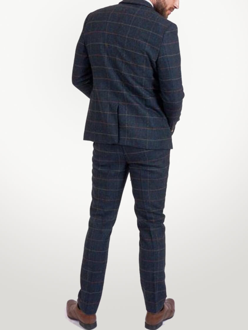 Blue 2 piece Eton Blue Tweed Check Suit