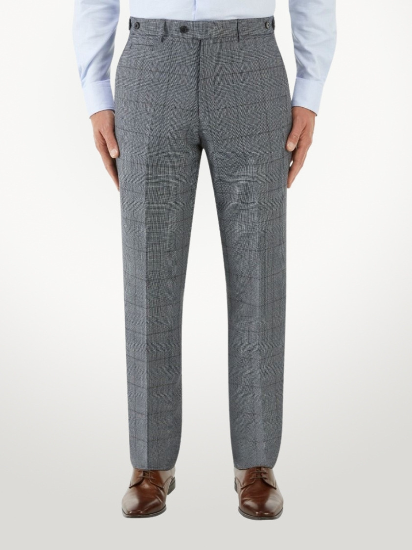 Navy Tudhope Check Tailored Trousers