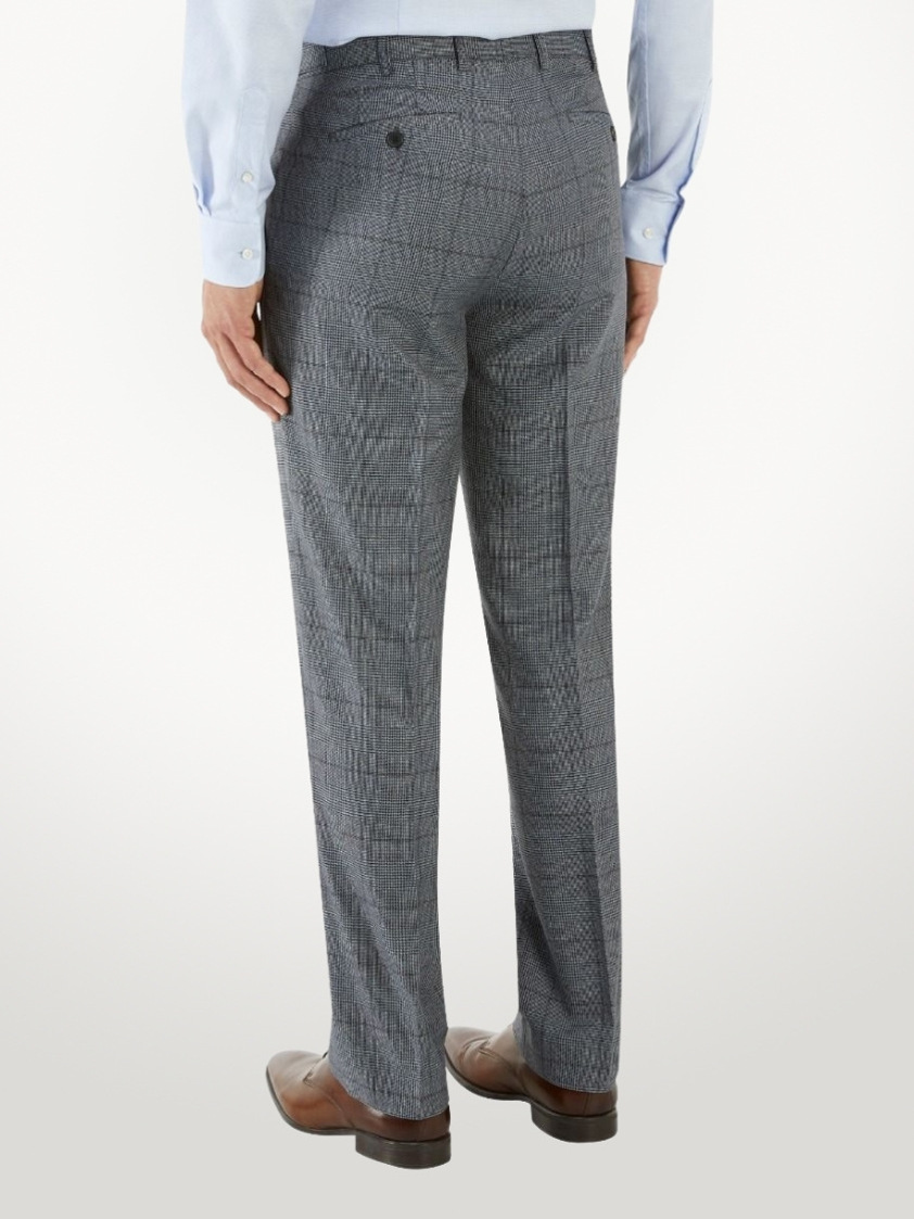 Navy Tudhope Check Tailored Trousers