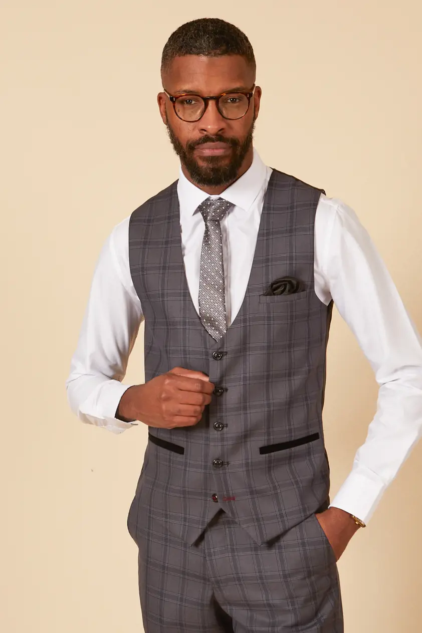 Grey Jose Checked Waistcoat