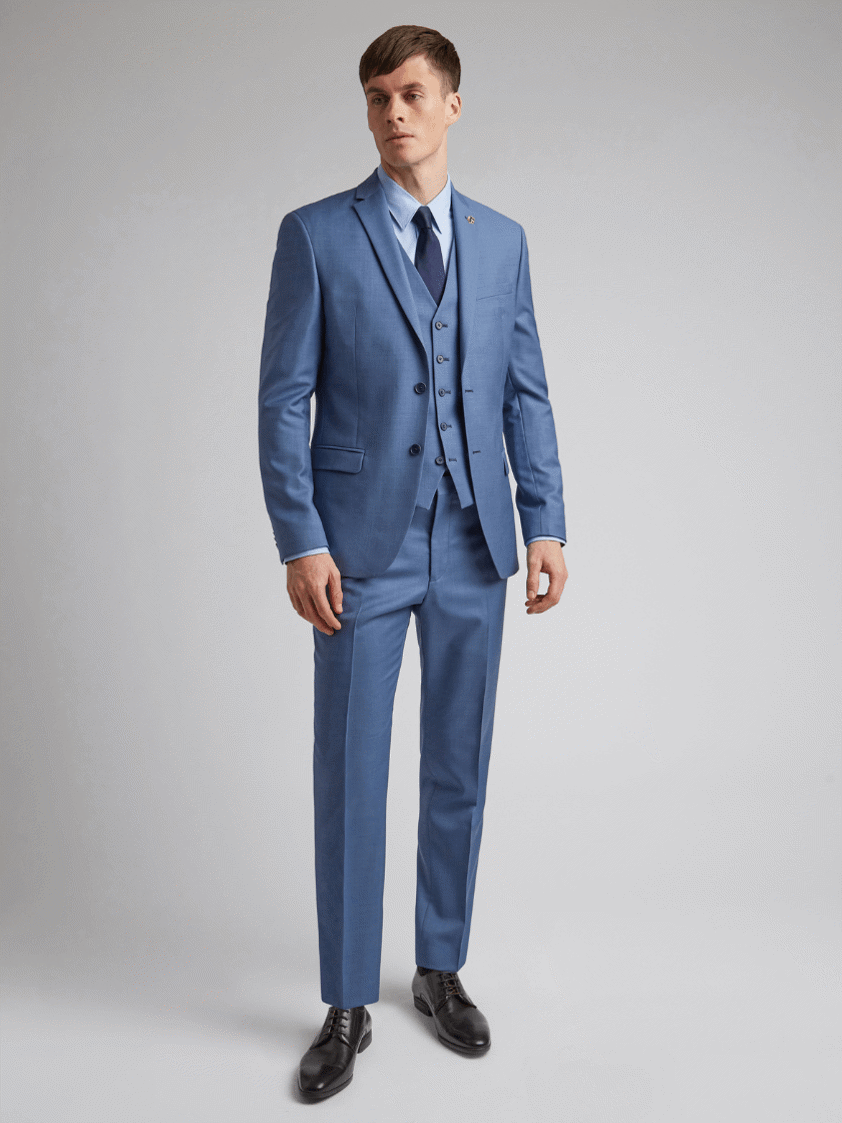 Smoke Blue 2 piece Italian wool slim fit suit