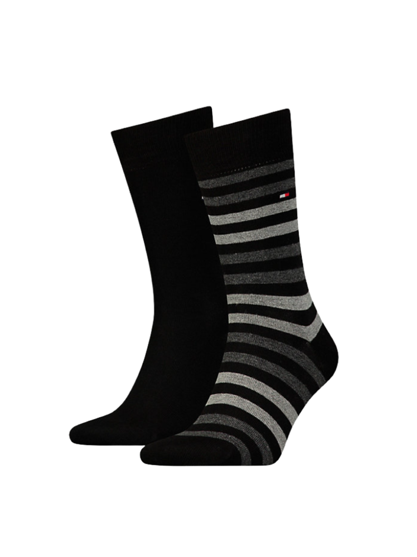 Black Tommy Hilfilger Duo Stripe Socks 2 Pack