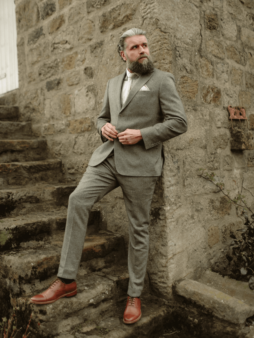 Sage Jude 2piece Tweed Herringbone Suit