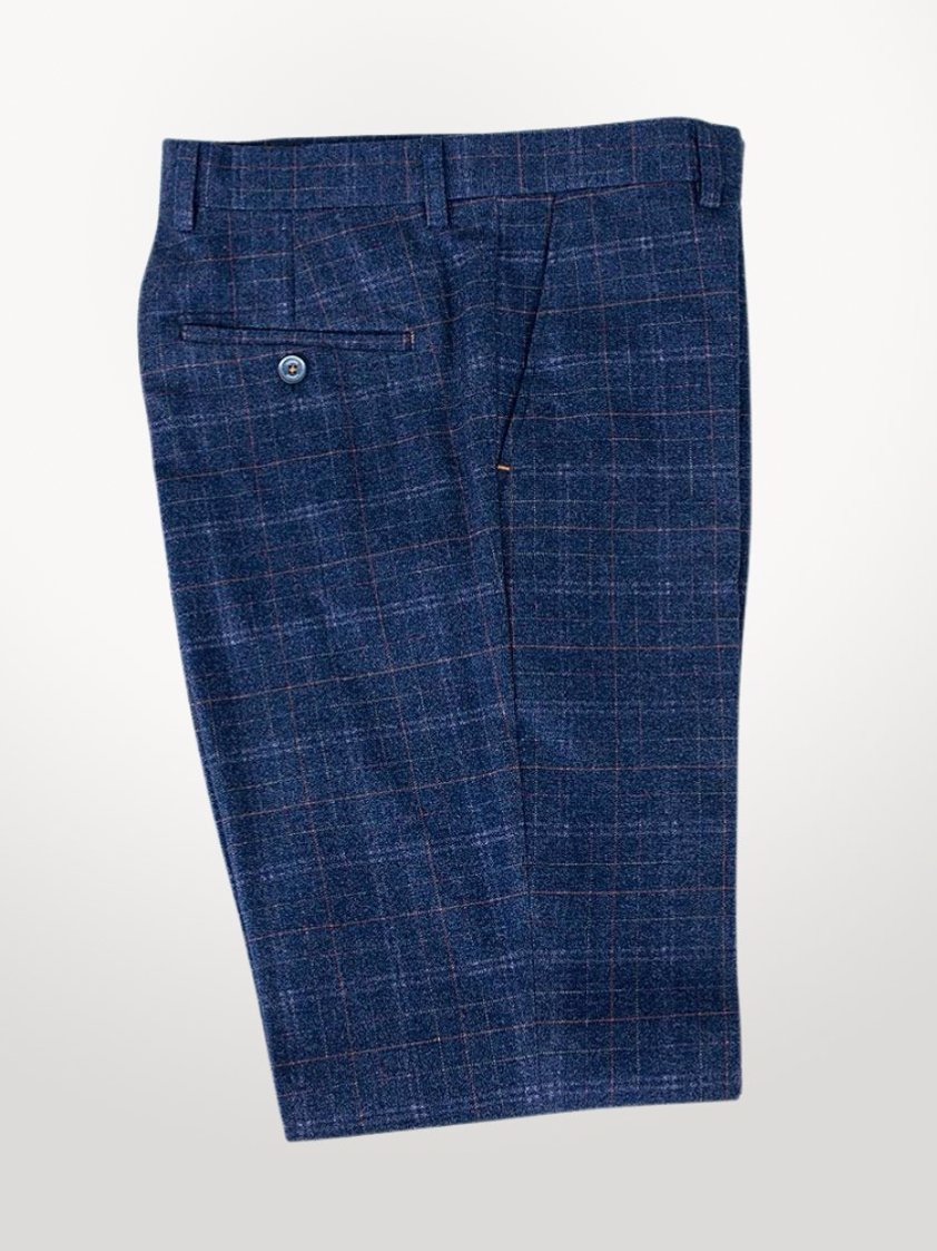 Blue Kaiser Slim Fit Check Tweed Trousers