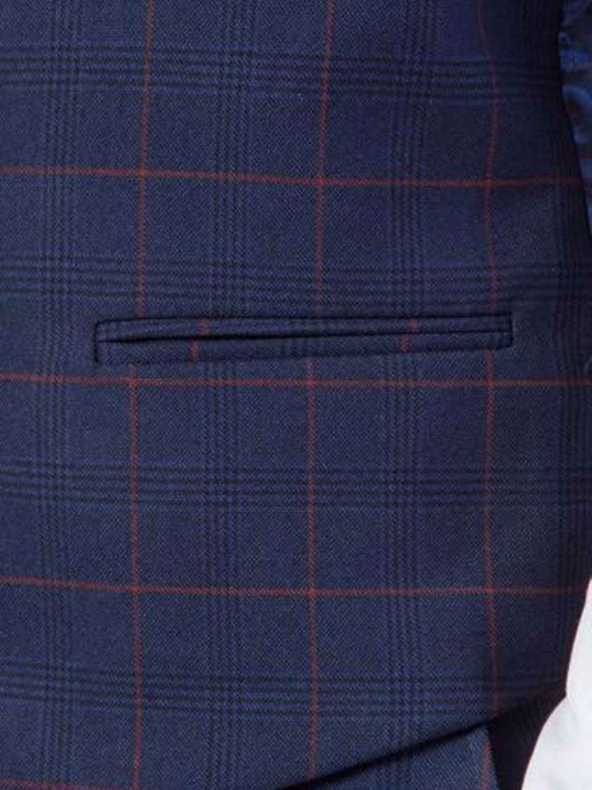 Navy Edinson Navy Check Three Piece Suit