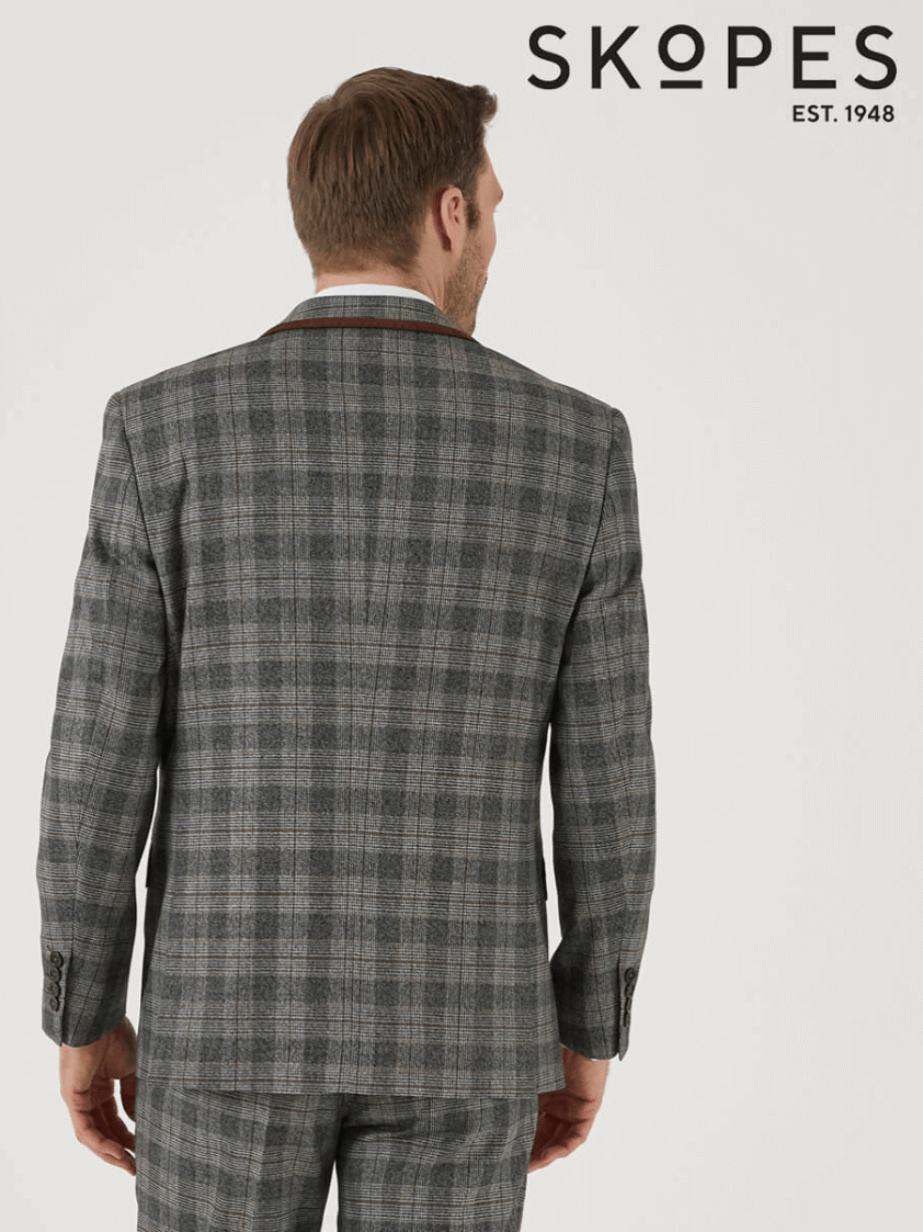 Grey/Brown 3 piece Tatton Suit