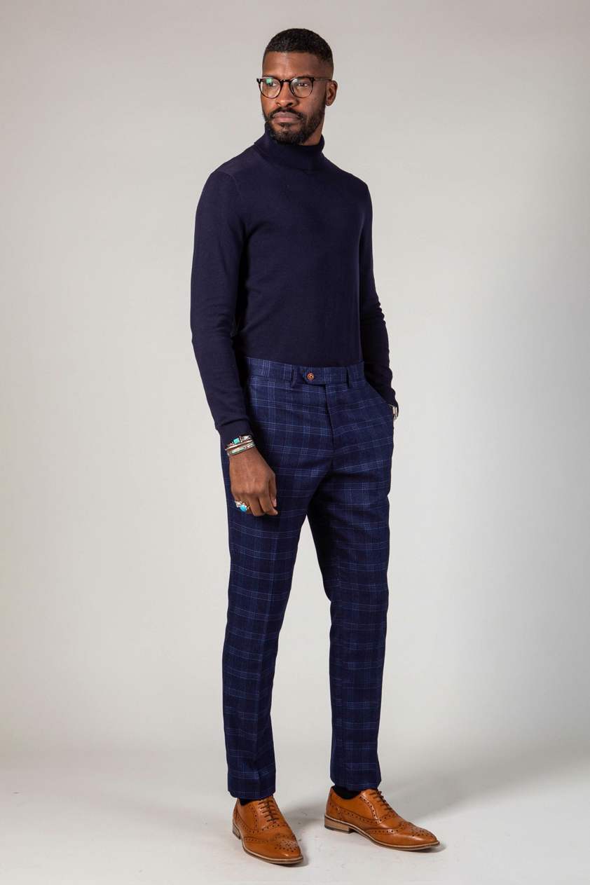 Blue Chigwell Tweed Blue Trousers