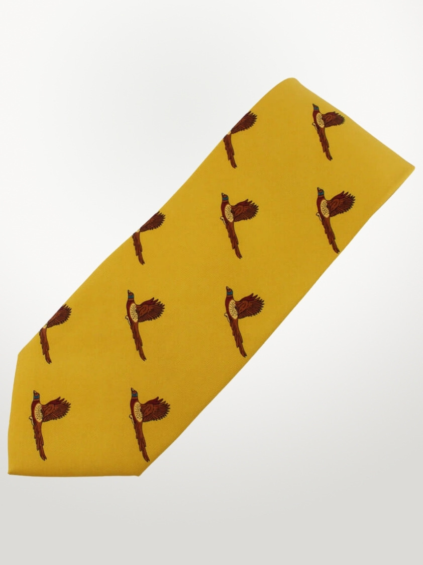 Mustard Pheasant Print Tie
