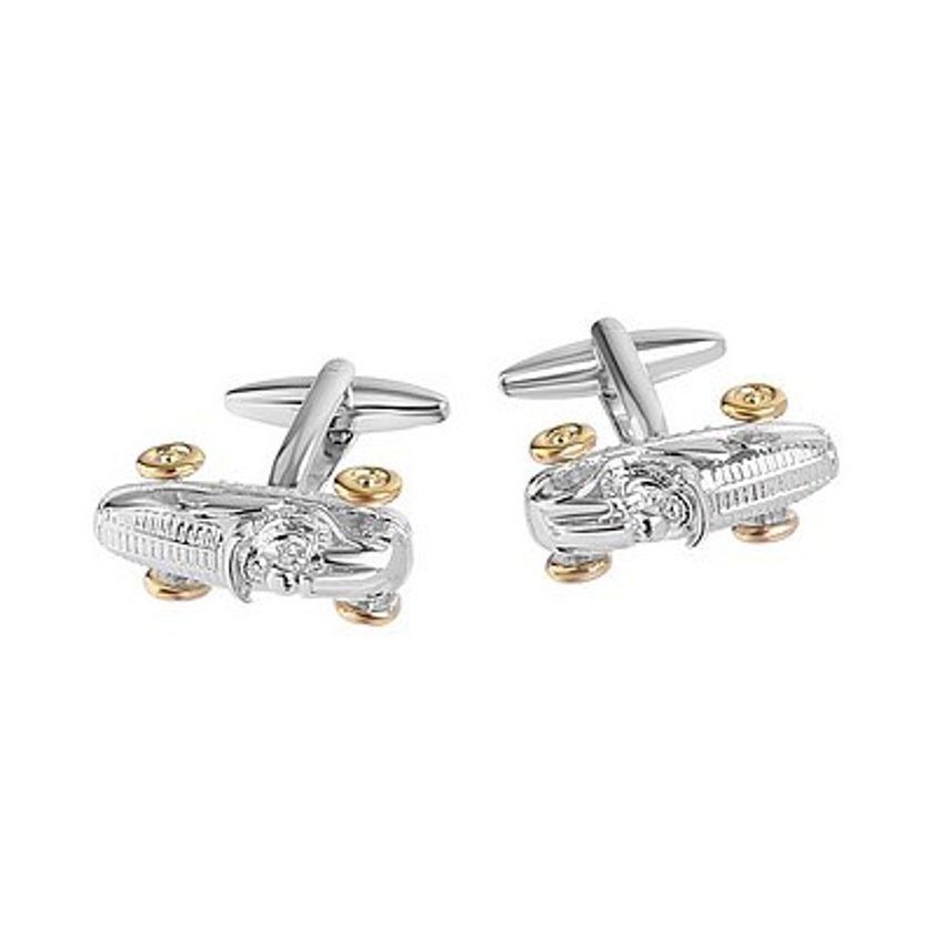 Two Tone Racing Car Cufflinks