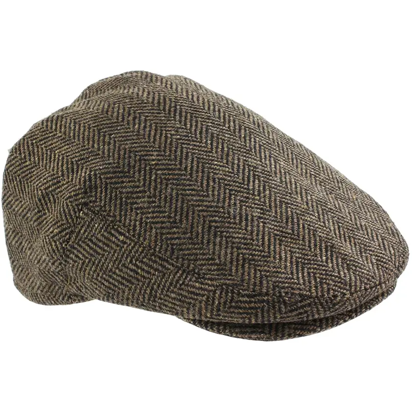 Brown Tweed Herringbone Flat Cap