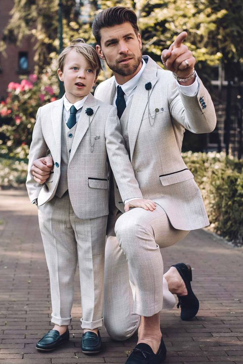 Cream Caridi Check Three Piece Suit