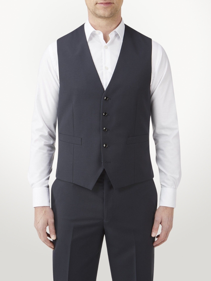 Navy Farnham Single Breasted Waistcoat