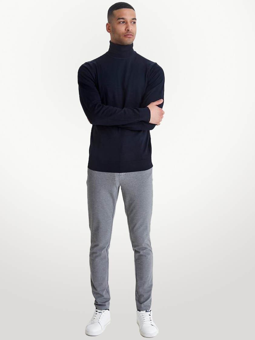 Black Konrad Merino Roll neck Knit | Joshua Adams Menswear