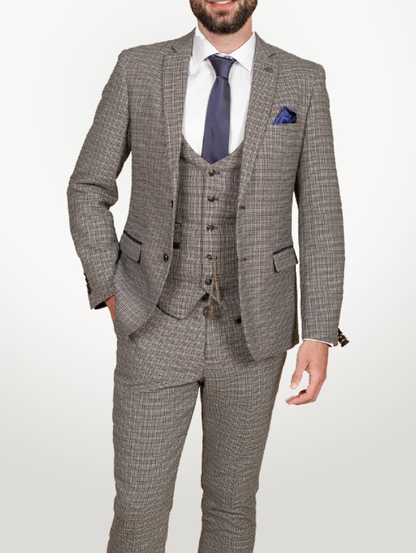 Navy/Tan Hardwick Tweed Check Suit