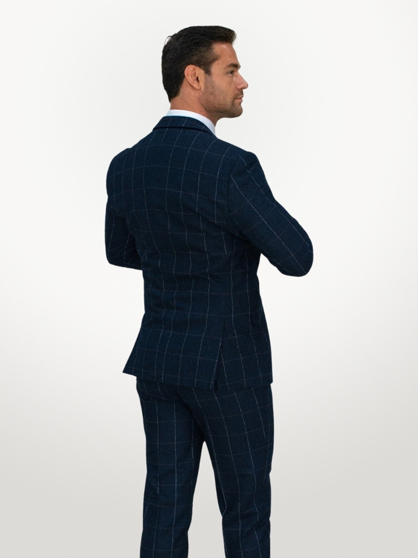 Navy Angels Slim Fit Check Tweed Suit