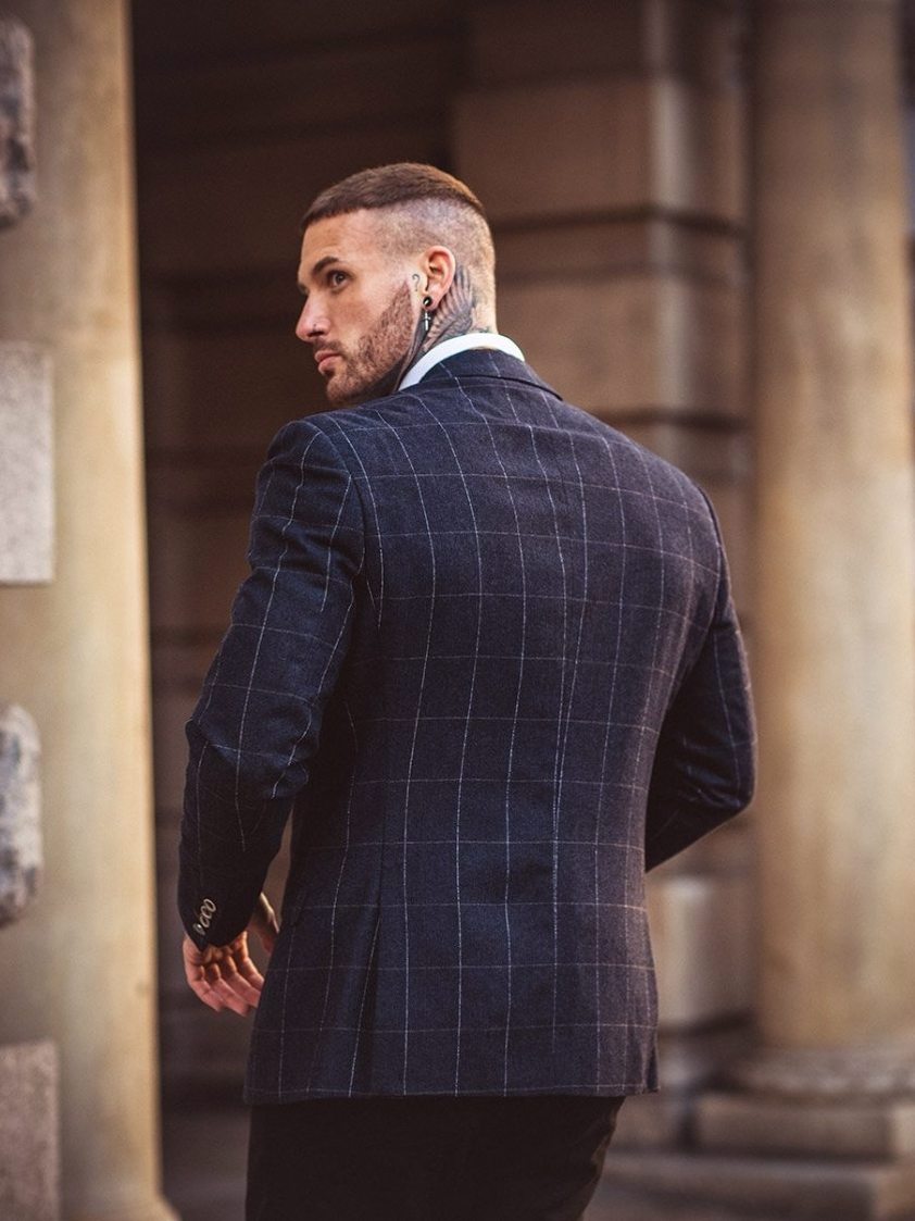 Navy Angels Slim Fit Check Tweed Suit