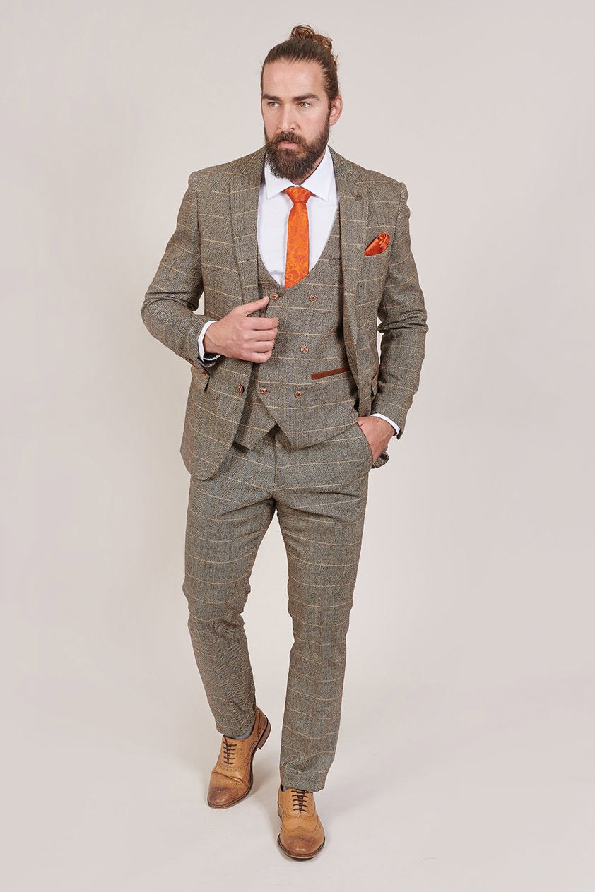 Tan Ted Tweed Three Piece Suit