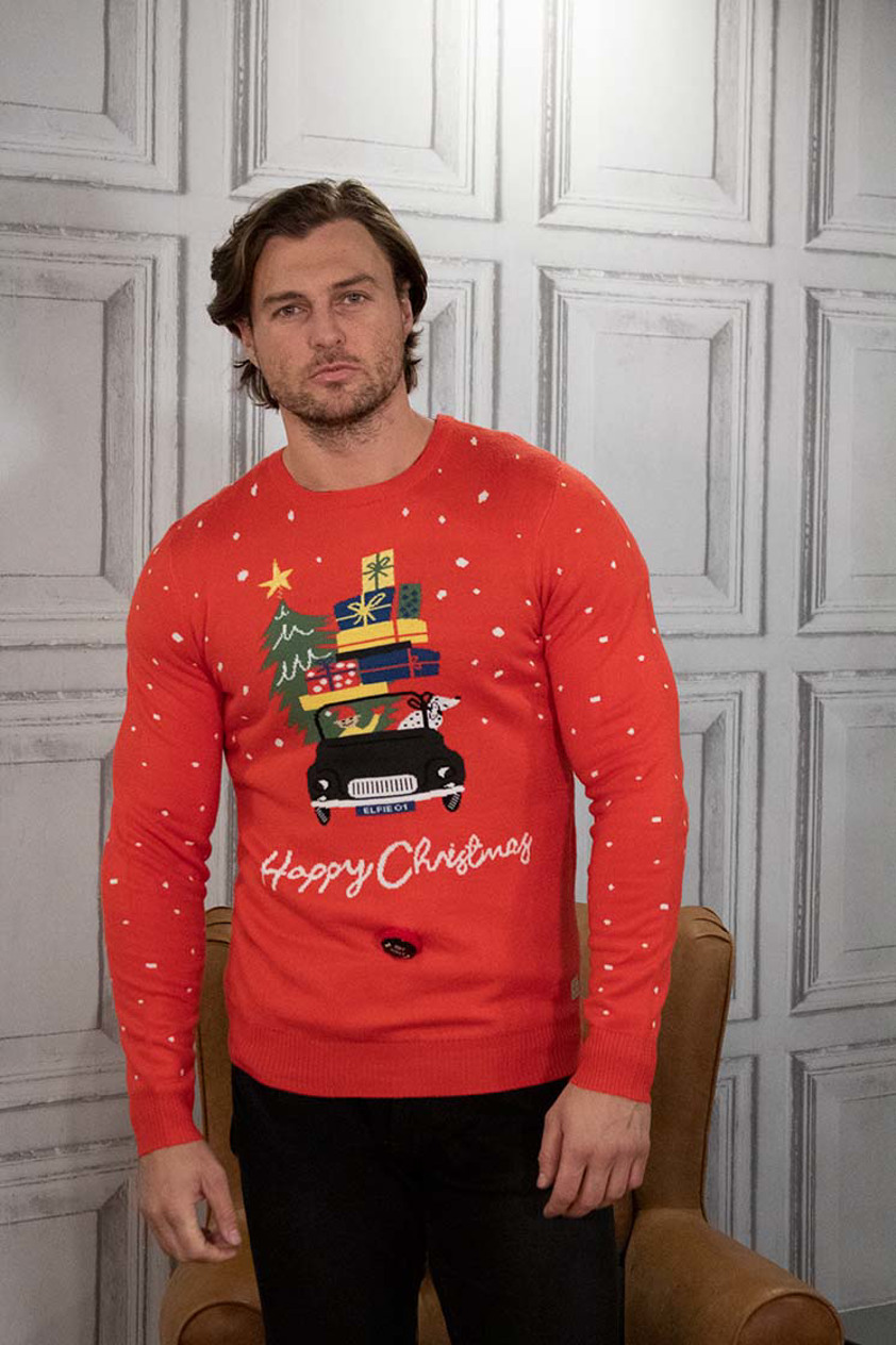 Mars Red Knitted Christmas Pullover