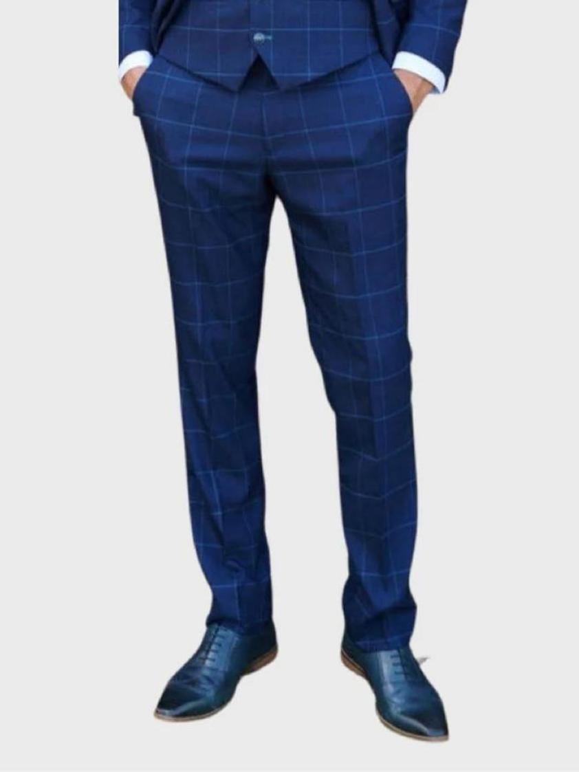 Navy/Sky Edinson Navy Check Three Piece Suit