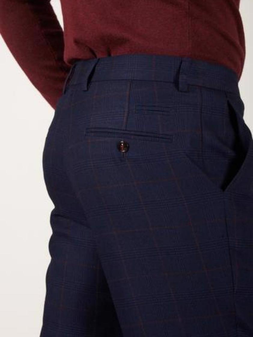 Navy Edinson Navy Check Trouser